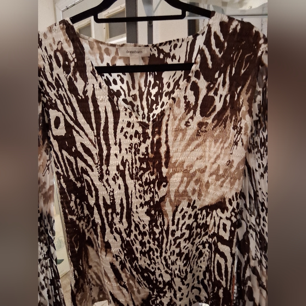 Brown and White Animal Print Top